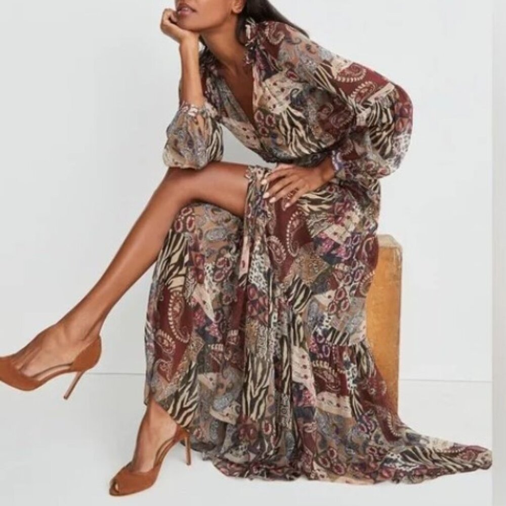 VERONICA BEARD Silk Isra Multi Print Maxi Dress - Size US 6 EXCELLENT condition!